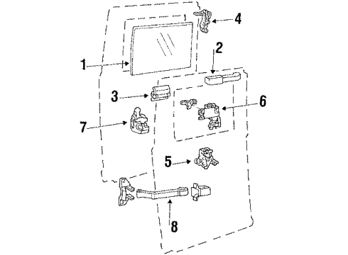 1987 Ford E-250 Econoline Club Wagon Back Door - Glass & Hardware Hinge Diagram for D9UZ1126800B