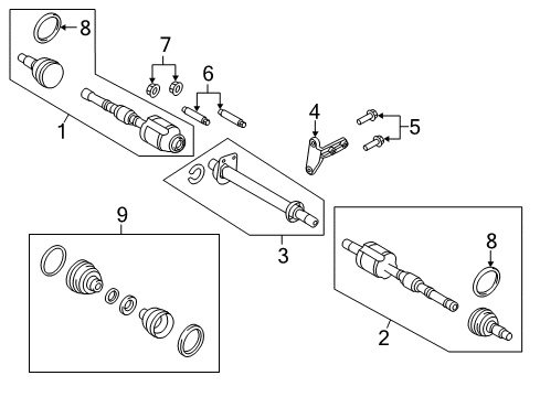2014 Ford Edge Drive Axles - Front Axle Assembly Diagram for CT4Z-3A428-C