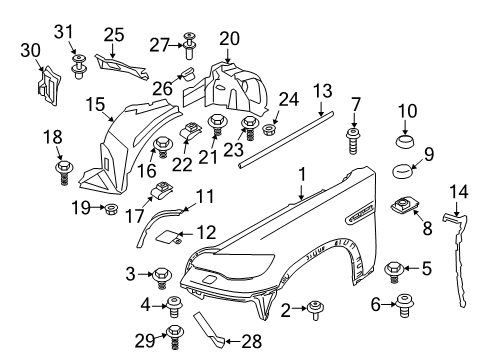 2011 BMW X6 Fender & Components C-Clip Nut Diagram for 07142452506