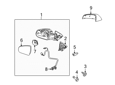 2011 Cadillac SRX Outside Mirrors Mirror Assembly Diagram for 23251489