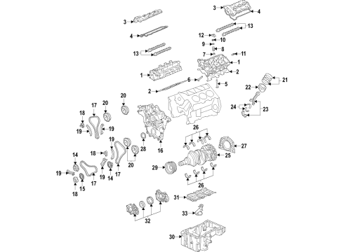 2016 Cadillac ATS Engine Parts, Mounts, Cylinder Head & Valves, Camshaft & Timing, Variable Valve Timing, Oil Cooler, Oil Pan, Oil Pump, Balance Shafts, Crankshaft & Bearings, Pistons, Rings & Bearings Crankshaft Diagram for 12653000