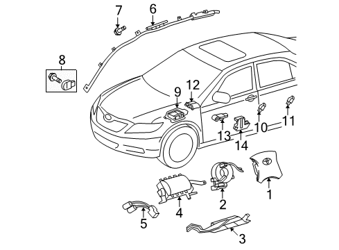 2010 Toyota Venza Air Bag Components Side Sensor Diagram for 89831-0T010