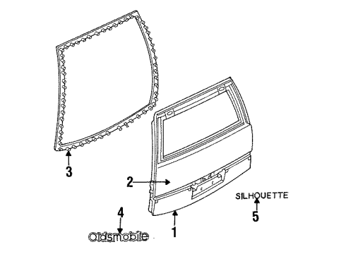 1993 Oldsmobile Silhouette Gate & Hardware Molding Asm-Front Side Door *White Bright Diagram for 10186549