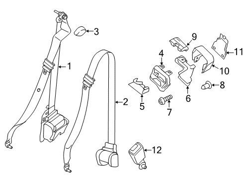 2015 Ford Transit-150 Seat Belt Seat Belt Assembly Upper Cover Diagram for 8R2Z-1060262-AA