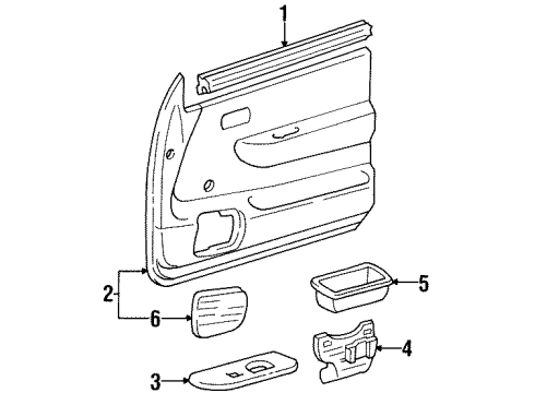 1994 Toyota T100 Interior Trim - Door Panel, Front Armrest Base, Upper LH Diagram for 74232-34010-B0