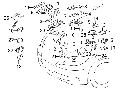 2013 Lexus LS460 Fuse & Relay Cover, Relay Block, Lower, NO.7 Diagram for 82663-50120