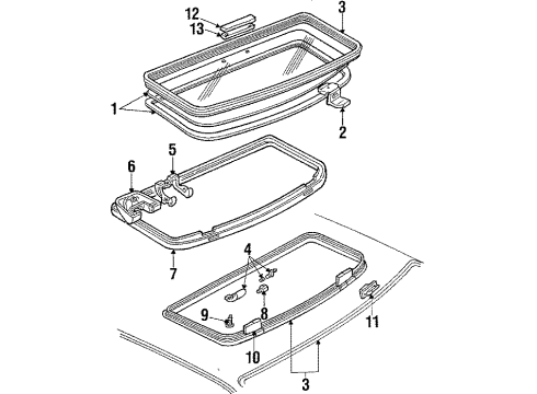 1985 Mercury Capri Sunroof Weatherstrip Diagram for D9ZZ6651346A