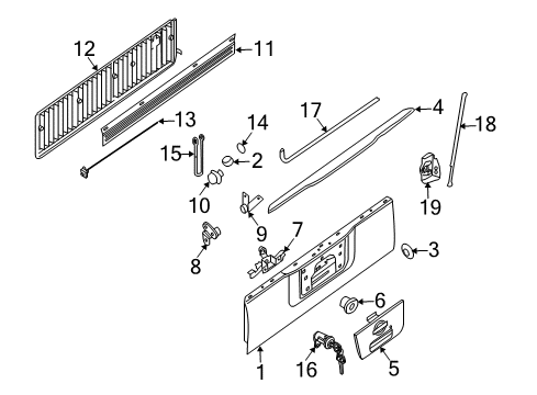 2013 Nissan Titan Tail Gate Lock Assembly-Rear Gate, Right Diagram for 90500-9FM0A