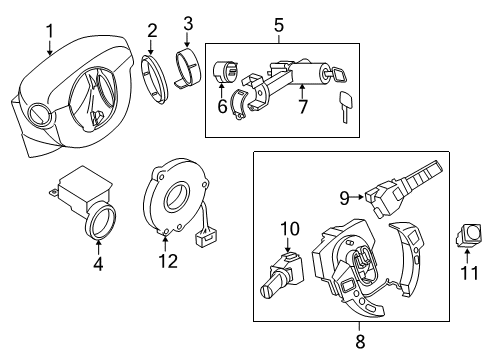 2010 Nissan Sentra Shroud, Switches & Levers Frame-Steering Lock Diagram for 48701-ET100