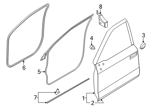 2019 Ford F-350 Super Duty Front Door Weatherstrip On Body Diagram for FL3Z-1520708-A