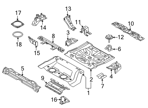 2009 Nissan Murano Floor Pan Bracket-Luggage Trim, Front Diagram for 84928-1AA0A
