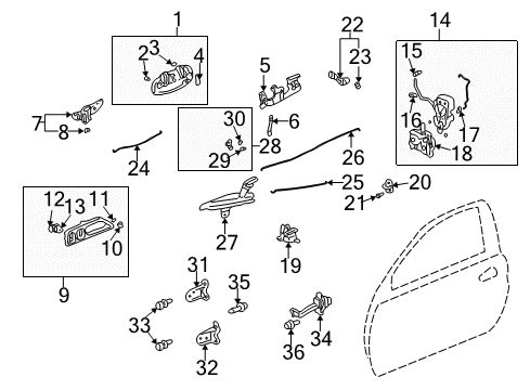 2006 Honda Insight Front Door Snap (Black) Diagram for 72113-SR4-004