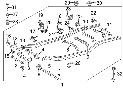 2013 Toyota Tundra Frame & Components Crossmember Extension Diagram for 51026-0C020