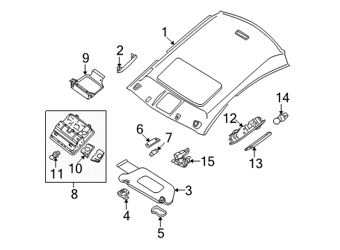 2009 Nissan Maxima Sunroof Lamp Assembly-Map Diagram for 26430-9N02A