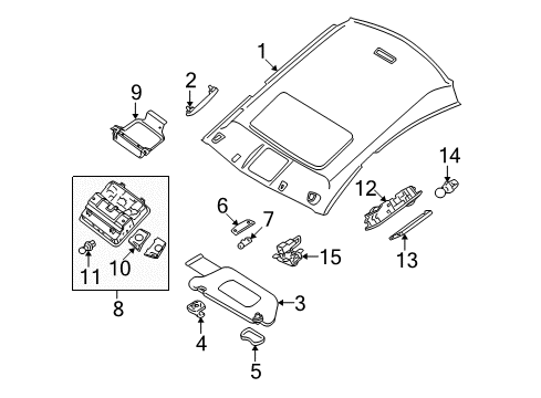 2014 Nissan Maxima Sunroof Lamp Assembly Map Diagram for 26430-9DG3A