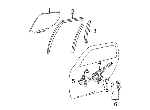 2005 Toyota Matrix Front Door Regulator Diagram for 69803-01040