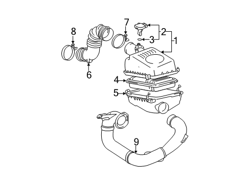 2005 Toyota Corolla Powertrain Control Inlet, Air Cleaner Diagram for 17751-0D060