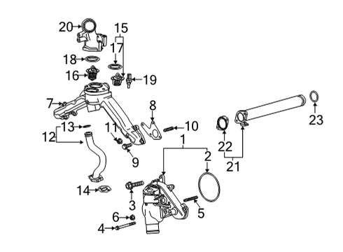 2021 GMC Sierra 2500 HD Powertrain Control Water Pump Rear Bolt Diagram for 11589253