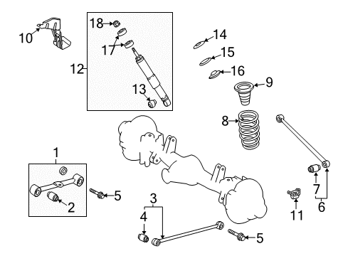 2017 Toyota Land Cruiser Rear Suspension Components, Lower Control Arm, Upper Control Arm, Ride Control, Stabilizer Bar Coil Spring Diagram for 48231-60B11