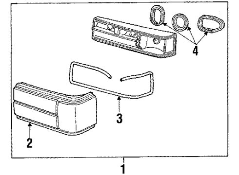 1988 Ford Mustang Tail Lamps Lens Diagram for E7ZZ-13450-BB
