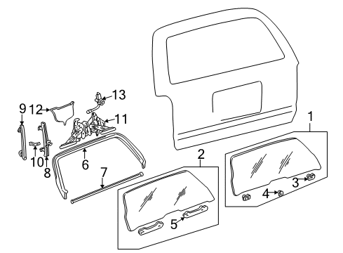 1996 Toyota 4Runner Back Door Regulator Cover Diagram for 69855-35021