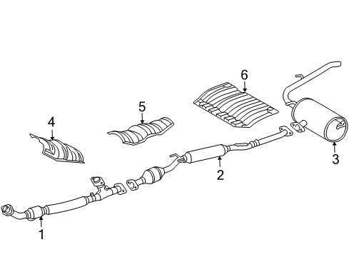 2006 Toyota Sienna Exhaust Components Muffler & Pipe Support Bracket Diagram for 17581-62010