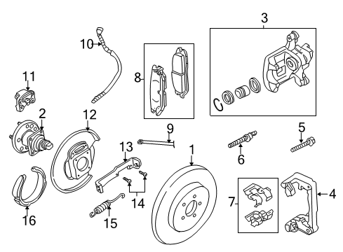 2003 Chevrolet Impala Rear Brakes Shoe Kit, Rear Parking Brake Diagram for 18026285