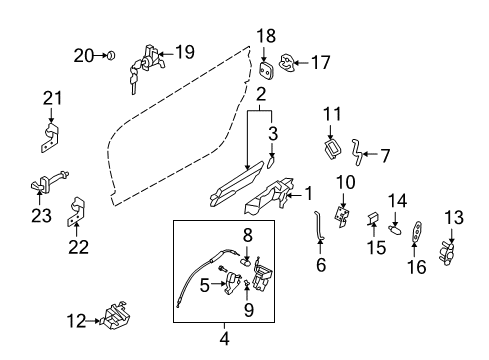 2012 Nissan GT-R Door & Components Front Outside Door Handle Assembly, Left Diagram for 80607-JF00F