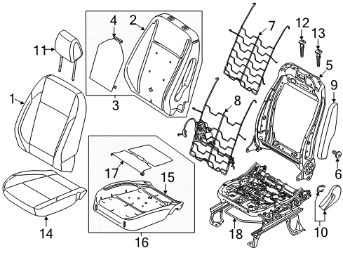 2014 Ford C-Max Driver Seat Components Seat Cushion Pad Diagram for CJ5Z-78632A23-A