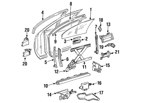 1992 Buick Roadmaster Rear Door Weatherstrip Asm-Front & Rear Side Door Upper Auxiliary *Black Diagram for 10248688