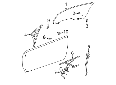 2003 Chrysler Sebring Door - Glass & Hardware Front Passenger Side Window Regulator Diagram for 4724282AH