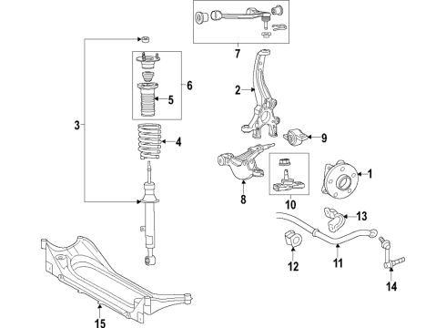 2017 Lexus RC F Front Suspension Components, Lower Control Arm, Upper Control Arm, Stabilizer Bar Bar, Stabilizer, Front Diagram for 48811-24150