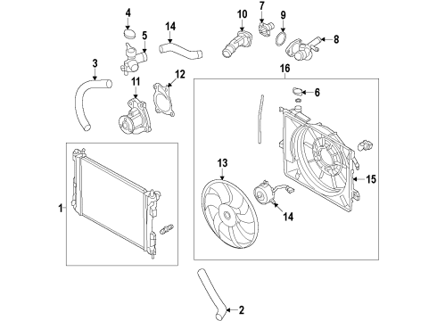 2014 Kia Forte5 Cooling System, Radiator, Water Pump, Cooling Fan Blower Assembly Diagram for 25380A7000