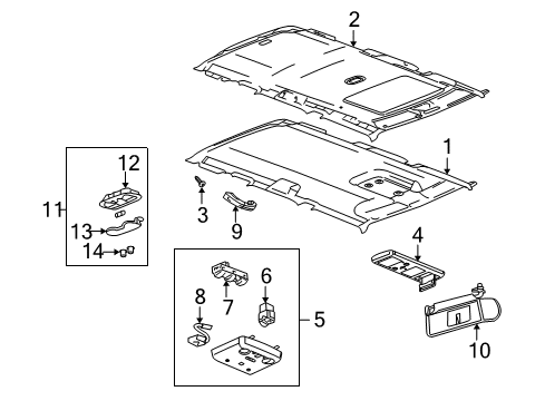 2005 Hummer H2 Interior Trim - Roof Handle, Asst Diagram for 15079241