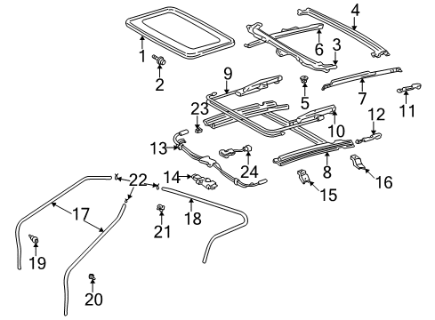 2000 Toyota Celica Sunroof Drip Channel Diagram for 63213-20090