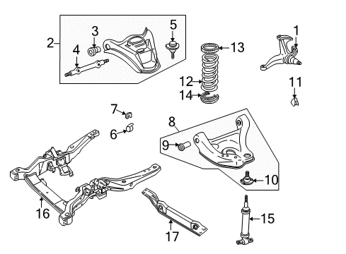 1998 GMC Safari Front Suspension Components, Drive Axles, Lower Control Arm, Upper Control Arm, Stabilizer Bar, Torsion Bar Lower Control Arm Diagram for 15969294