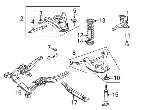 1990 Chevrolet Astro Front Suspension Components, Drive Axles, Lower Control Arm, Upper Control Arm, Stabilizer Bar, Torsion Bar Shock Diagram for 88986629