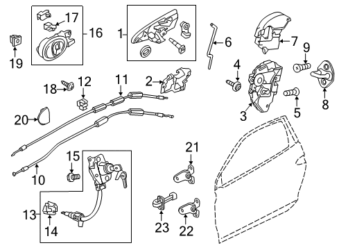 2014 Honda CR-Z Lock & Hardware Protector, L. FR. Handle (Outer) Diagram for 72170-SZT-003