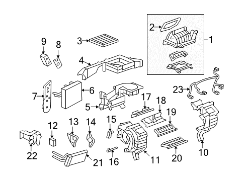 2008 Pontiac Torrent Air Conditioner Evaporator Case Diagram for 19130495