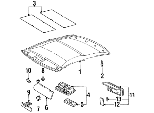 1992 Lexus SC400 Interior Trim - Roof Holder, Visor Diagram for 74348-24010-07