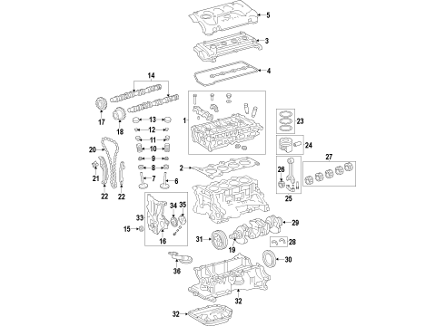 2012 Toyota RAV4 Engine Parts, Mounts, Cylinder Head & Valves, Camshaft & Timing, Oil Pan, Oil Pump, Crankshaft & Bearings, Pistons, Rings & Bearings, Variable Valve Timing Oil Pan Diagram for 11420-36010