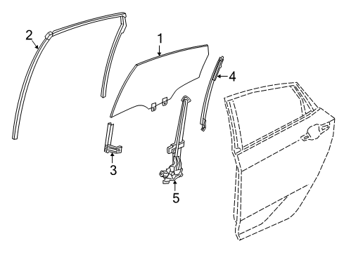 2019 Honda Civic Rear Door Glass Assy., R. RR. Door (Green)(Agc) Diagram for 73400-TEG-A01