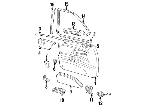 1996 Oldsmobile 98 Interior Trim - Front Door Knob-Side Door Locking Rod Actuator *Bright Diagram for 20473992