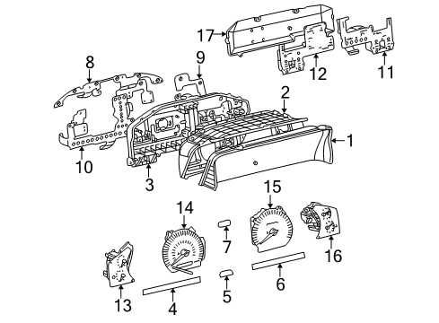 1998 Toyota Land Cruiser Instrument Gauges Cluster Housing Diagram for 83841-6A840