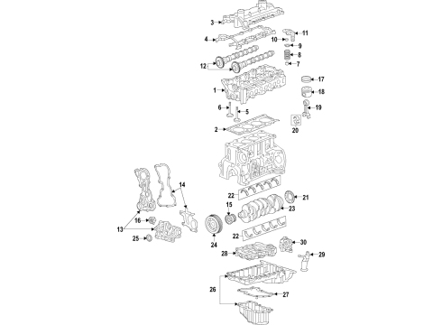 2018 Chevrolet Colorado Engine Parts, Mounts, Cylinder Head & Valves, Camshaft & Timing, Variable Valve Timing, Oil Pan, Oil Pump, Balance Shafts, Crankshaft & Bearings, Pistons, Rings & Bearings Valve Cover Gasket Diagram for 12643582