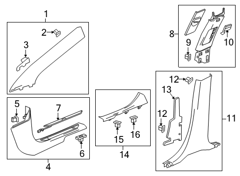 2019 Cadillac XT5 Interior Trim - Pillars, Rocker & Floor Upper Quarter Trim Cap Diagram for 23267604