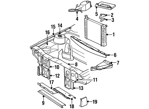 1984 Buick Skyhawk Radiator & Components Reservoir-Coolant Recovery Diagram for 14051029