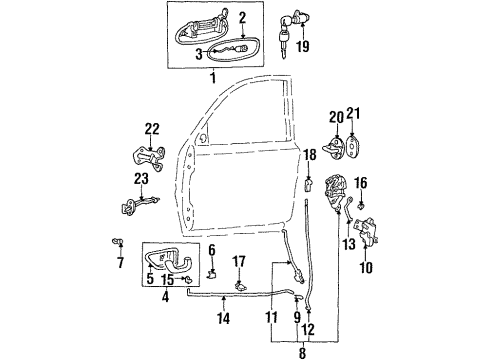 1998 Hyundai Sonata Front Door Power Window Sub-Switch Assembly Diagram for 93575-35000-AQ