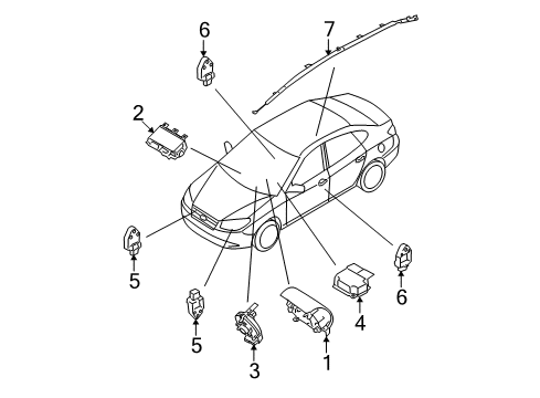 2010 Hyundai Elantra Air Bag Components Curtain Air Bag Module, RH Diagram for 85020-2H000