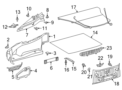 2022 Toyota GR Supra Interior Trim - Rear Body Bracket Diagram for 58416-WAA01